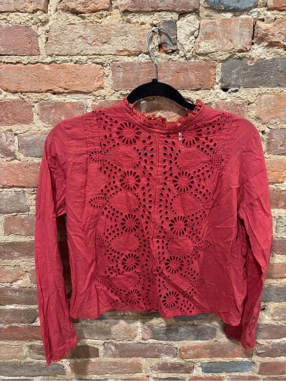 Free People Women's Long Sleeve Pink Shirt Size Medium